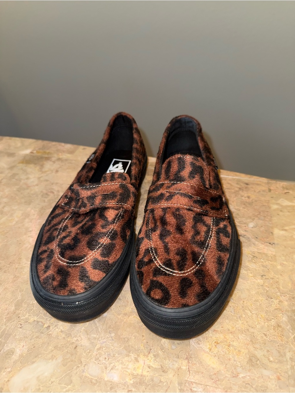 NEW Vans Slip-On Loafers Black Brown Leopard Print Size 8 Women NEW NO BOX